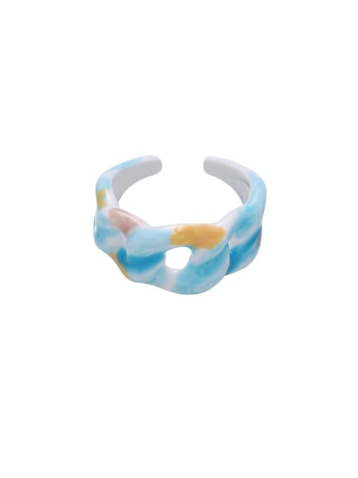 Marble texture Alloy Enamel Geometric Trend Band Ring