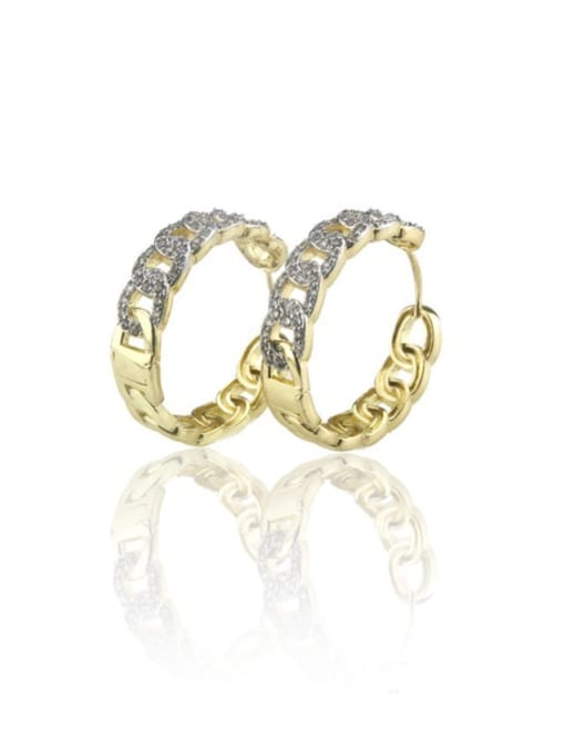 gold-plated Brass Cubic Zirconia Round Minimalist Hoop Earring