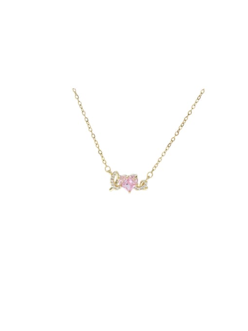 YOUH Brass Cubic Zirconia Letter Dainty Necklace