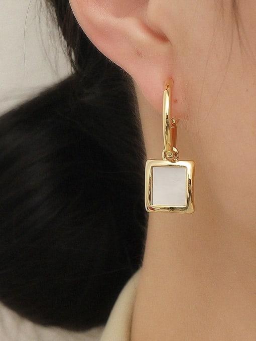HYACINTH Brass Shell Geometric Vintage Hook Trend Korean Fashion Earring 1