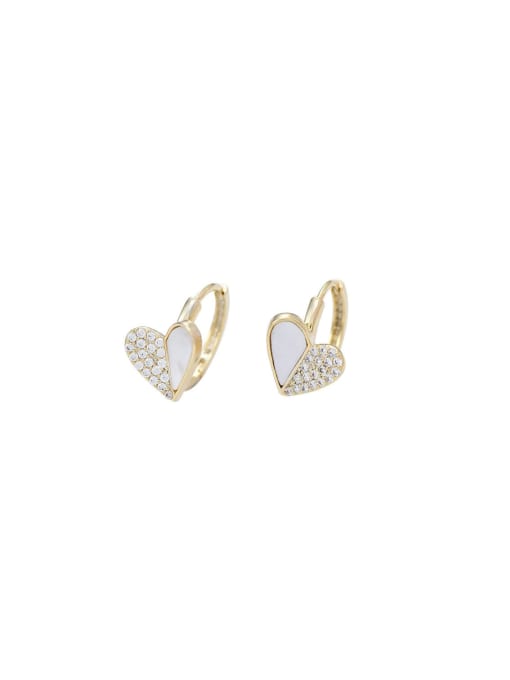 YOUH Brass Cubic Zirconia Heart Dainty Stud Earring 0