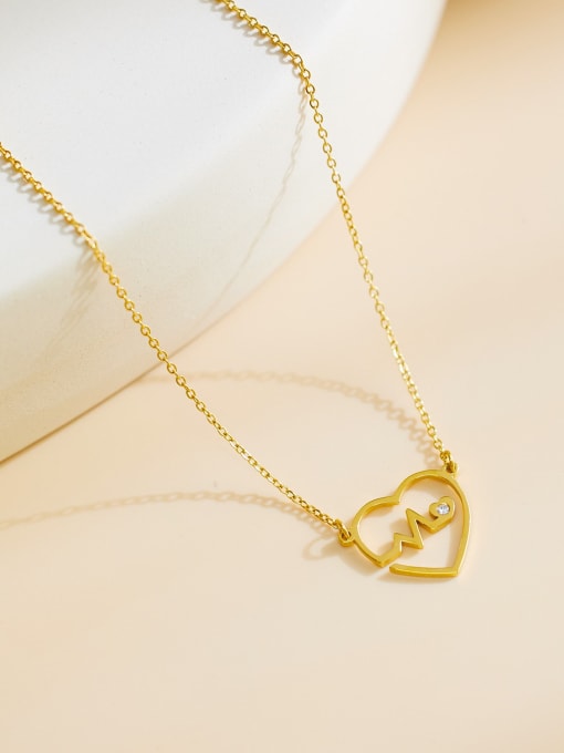 Desoto Titanium Steel Hollow Heart Minimalist Necklace 2