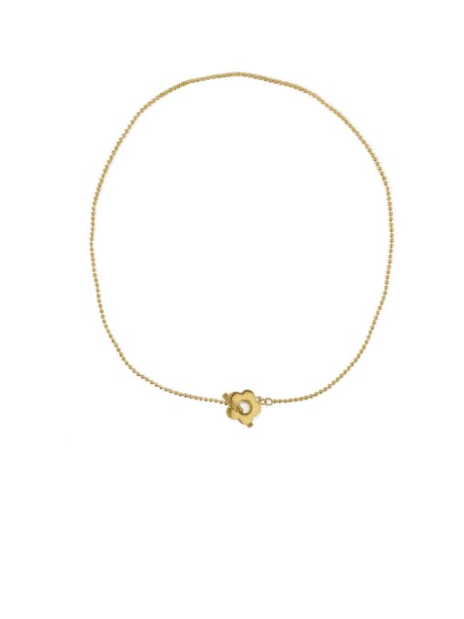 Vacuum plated gold necklace Titanium Steel Flower Minimalist Beaded Necklace