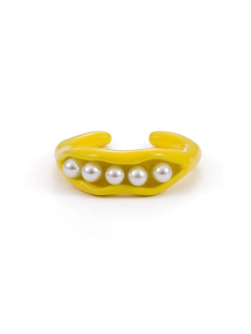 Yellow ring (uS 6, US7) Zinc Alloy Imitation Pearl Geometric Minimalist Band Ring