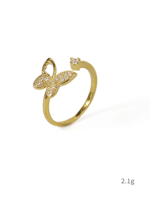 ACCA Brass Cubic Zirconia Butterfly Vintage Band Ring 1