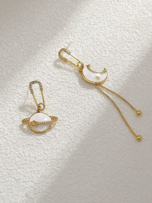 14k Gold Brass Enamel Ball Ethnic Threader Earring