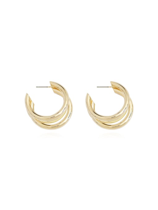 HYACINTH Copper  Minimalist Double Layer Round  Trend Korean Fashion Earring 0