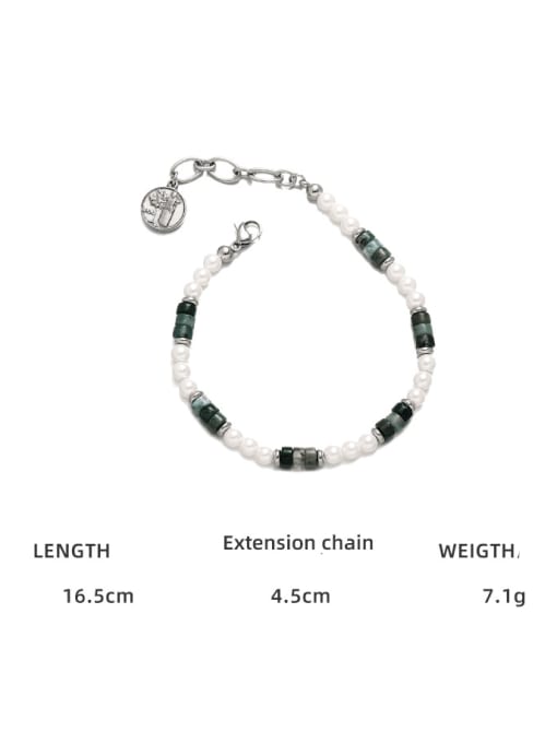 TINGS Titanium Steel Imitation Pearl Irregular Bohemia Handmade Beaded Bracelet 2