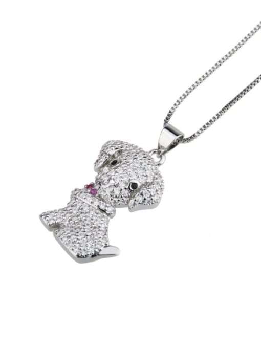 renchi Brass Cubic Zirconia Dog Cute Necklace 4
