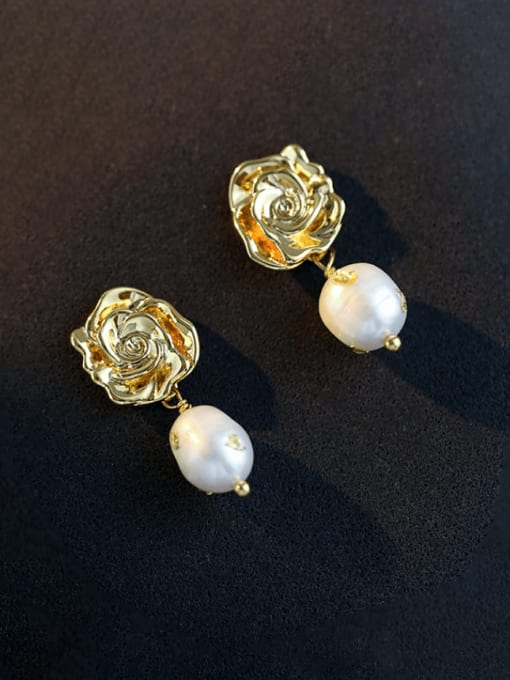 Five Color Brass Imitation Pearl Flower Bohemia Drop Earring 2