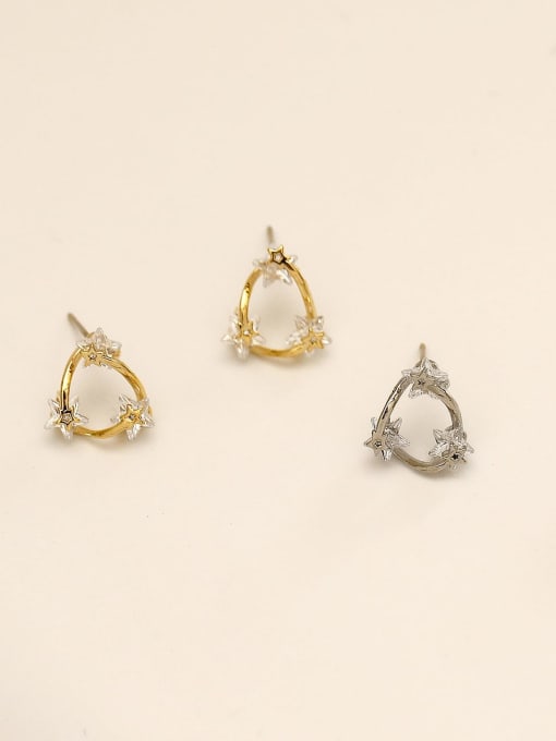 HYACINTH Brass Cubic Zirconia Heart Minimalist Stud Trend Korean Fashion Earring 1