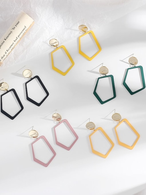 HYACINTH Copper Enamel Holoow  Geometric Minimalist Stud Trend Korean Fashion Earring 0