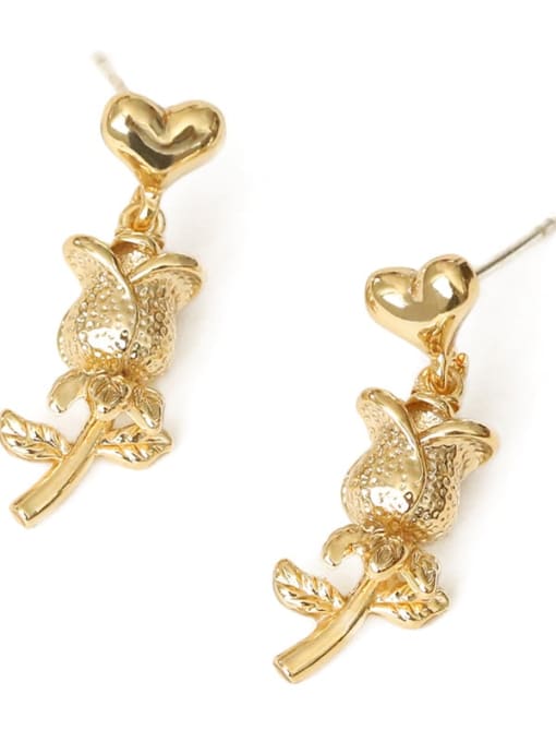 ACCA Brass Rosary Flower Vintage Stud Earring 4