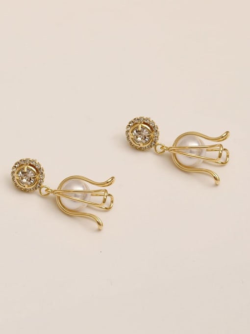 HYACINTH Brass Imitation Pearl Geometric Ethnic Drop Trend Korean Fashion Earring 2