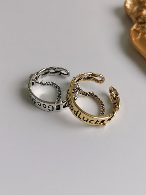 HYACINTH Copper Letter-GOODLUCK Vintage Band Fashion Ring 0