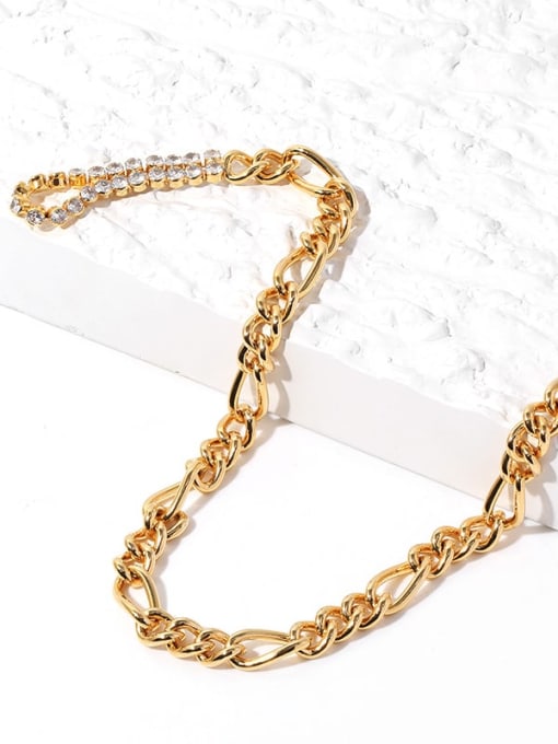 TINGS Brass Cubic Zirconia Geometric Vintage Multi Strand Necklace