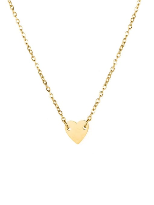 Gold Color Stainless steel Love heart 7mm Necklace