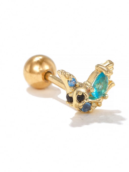 EGD1418 Gold Brass Cubic Zirconia Geometric Cute Single Earring( Single -Only One)
