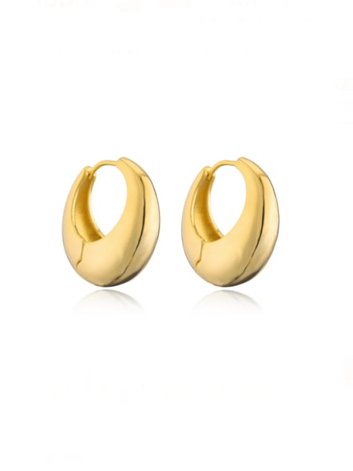 AOG Brass Smooth  Geometric Minimalist Huggie Earring 0