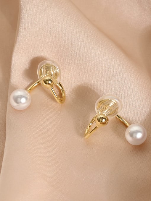HYACINTH Brass Imitation Pearl Irregular Vintage Clip Earring 0