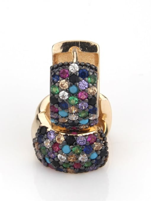 Gold plated color Brass Cubic Zirconia Round Luxury Huggie Earring