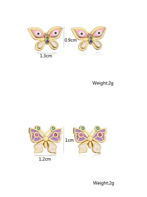 AOG Brass Enamel Butterfly Cute Stud Earring 1
