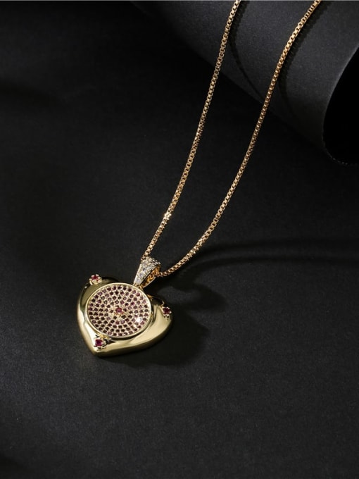 AOG Brass Cubic Zirconia  Vintage Heart Pendant Necklace 4
