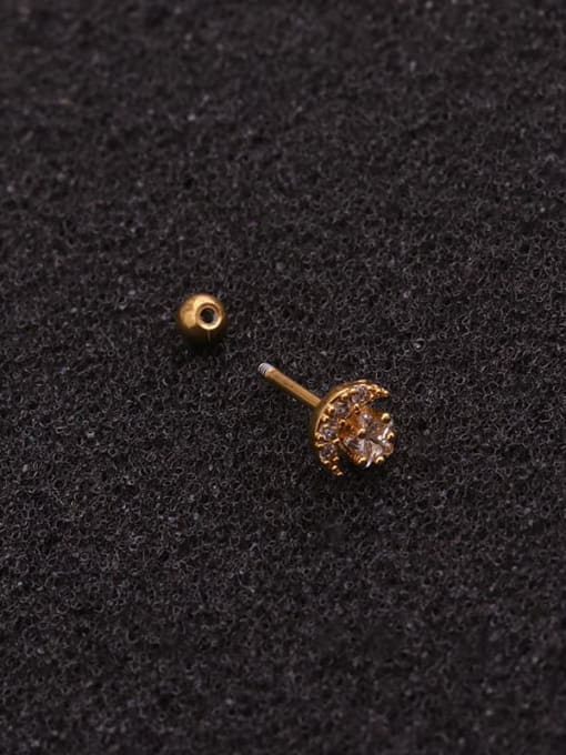 HISON Brass Cubic Zirconia Star Minimalist Stud Earring 3