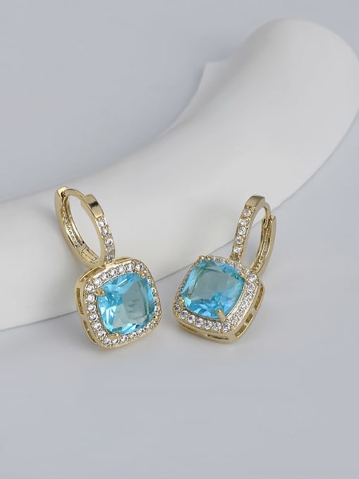 Gold Blue ed67725 Brass Cubic Zirconia Pink Geometric Dainty Stud Earring