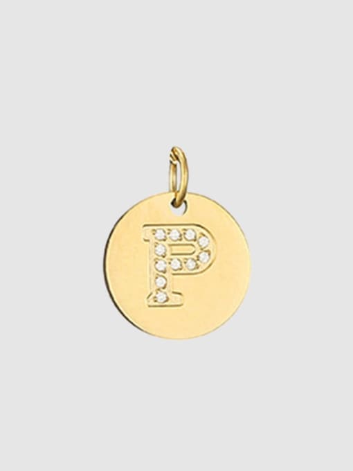 P 14 K gold Titanium 26 Letter Minimalist round pendant Necklace