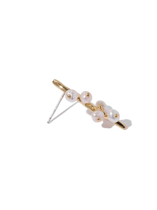 Five Color Brass Imitation Pearl Tree Minimalist Stud Earring 0