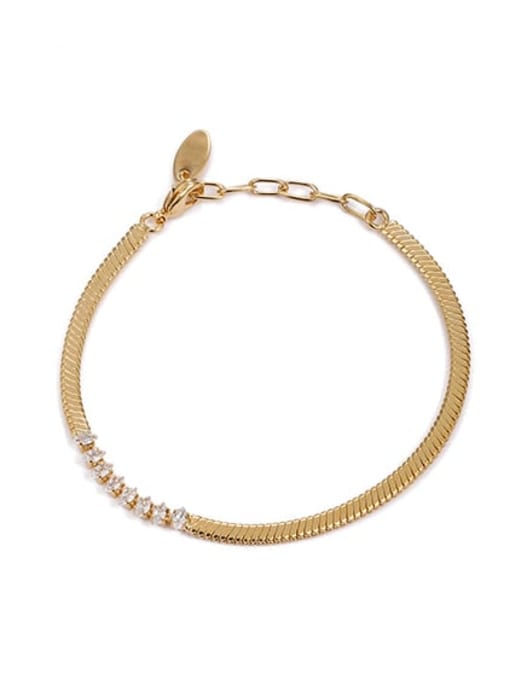 golden Brass Cubic Zirconia Geometric Hip Hop Link Bracelet