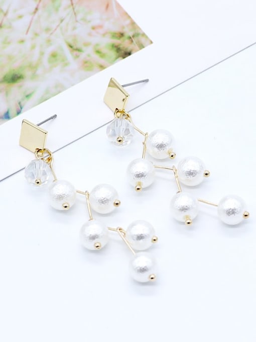 Eh9303 diamond pearl Tassel Earrings Copper Imitation Pearl Tassel Minimalist Drop Trend Korean Fashion Earring