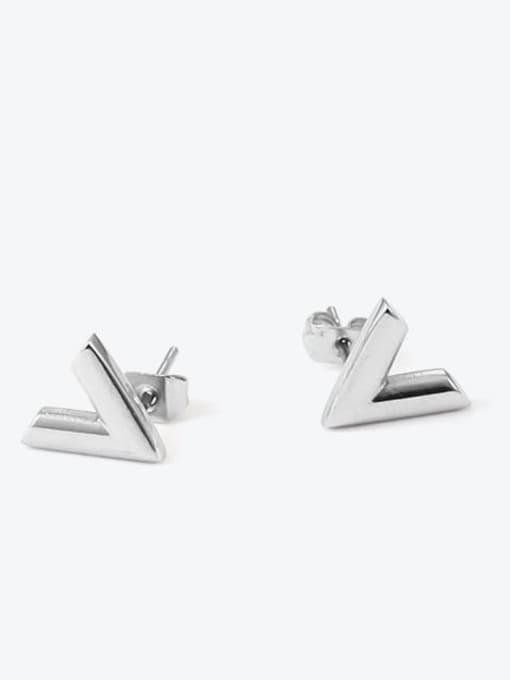 TINGS Titanium Steel Smooth Letter Minimalist Stud Earring 2