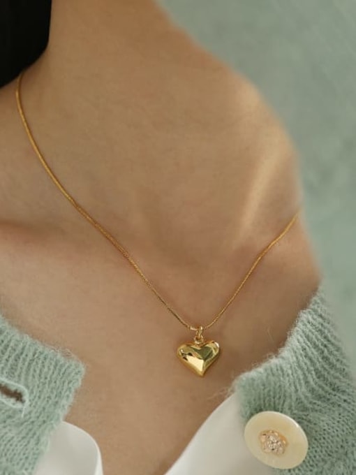 Five Color Brass Smooth Heart Minimalist Necklace 1