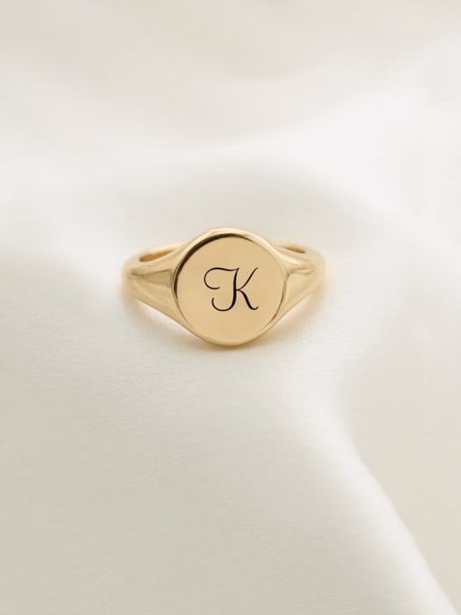 Gold lettering Stainless steel Round Minimalist Band Ring