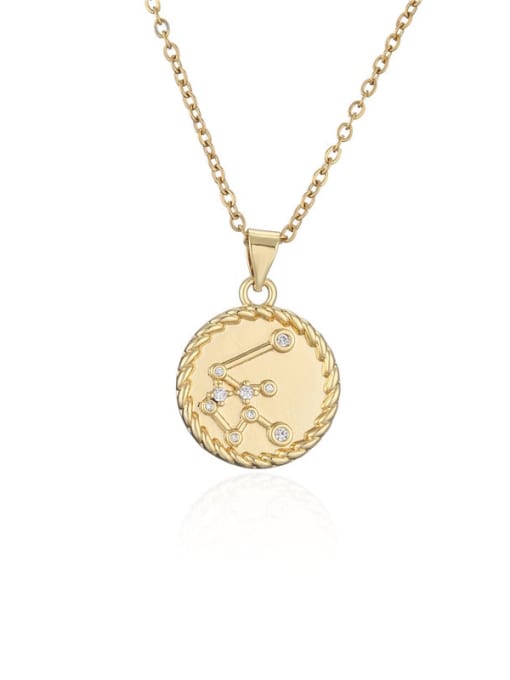 Aquarius Brass Cubic Zirconia Constellation Minimalist Necklace