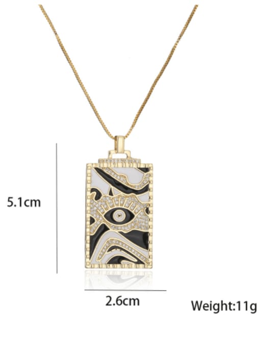 AOG Brass Cubic Zirconia Enamel Evil Eye Vintage Geometry Pendant Necklace 4