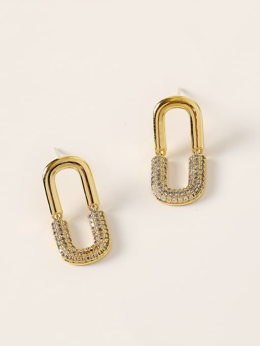 HYACINTH Brass Cubic Zirconia Geometric Minimalist Stud Trend Korean Fashion Earring 0