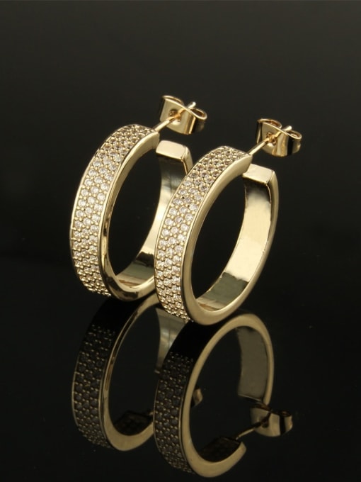 Gold plating Brass Cubic Zirconia Round Dainty Huggie Earring