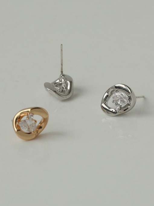 Five Color Brass Rhinestone Geometric Minimalist Stud Earring