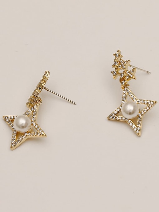 HYACINTH Brass Cubic Zirconia Star Vintage Drop Trend Korean Fashion Earring 3