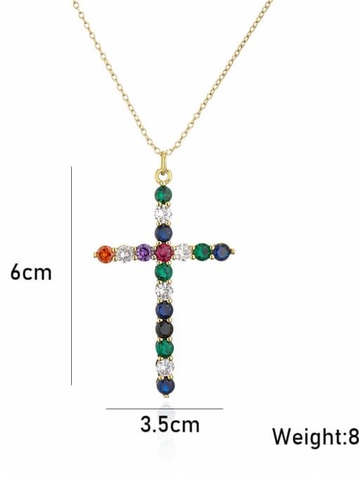 AOG Brass Cubic Zirconia Cross Trend Necklace 3