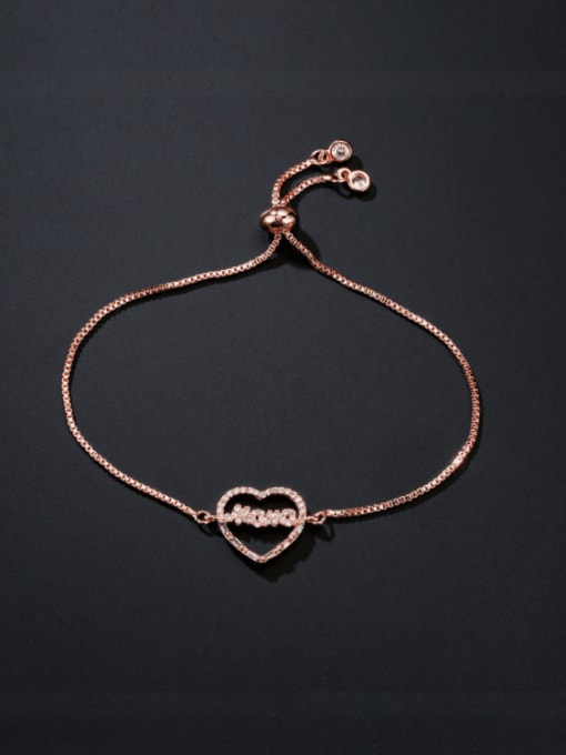 AOG Brass Cubic Zirconia Heart Vintage Adjustable Bracelet 1