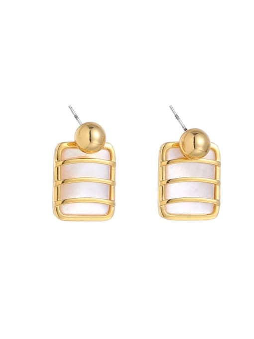 Shell inlaid earrings Brass Shell Geometric Hip Hop Drop Earring