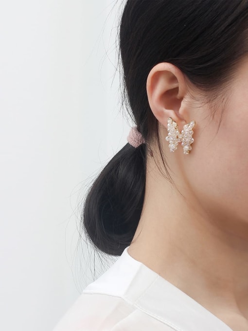 HYACINTH Brass Crystal Butterfly Ethnic Stud Trend Korean Fashion Earring 2