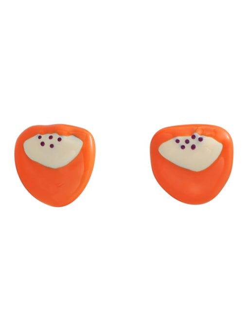 orange Alloy Enamel Geometric Cute Stud Earring