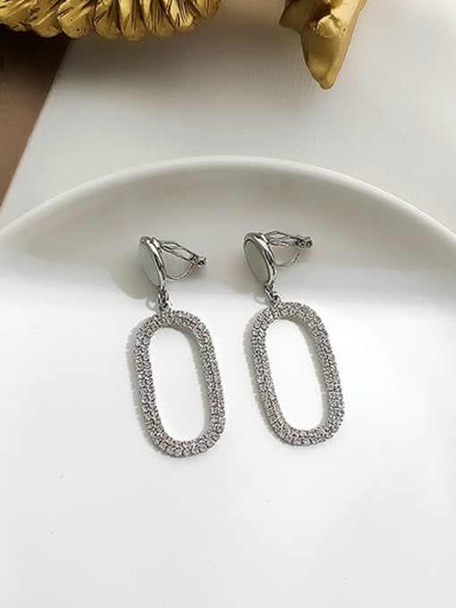 White k-ear clip Brass Cubic Zirconia Geometric Ethnic Drop Trend Korean Fashion Earring