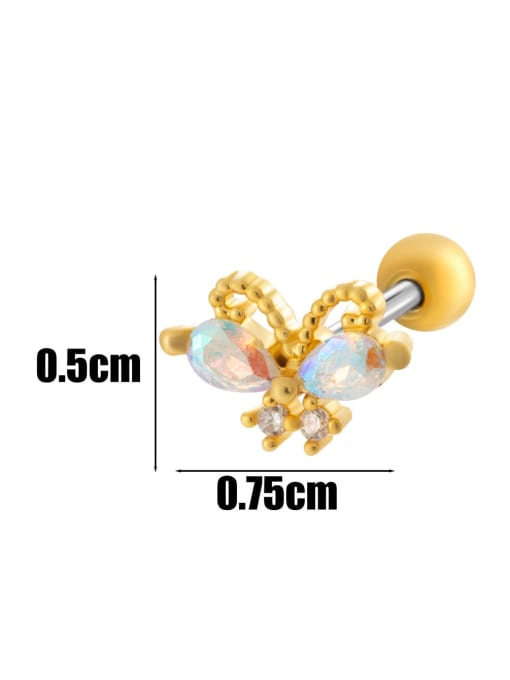 6  # Gold--Single Brass Cubic Zirconia Bowknot Moon Cute Single Earring