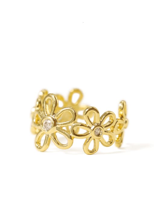 Five golden petals Brass Hollow Flower Minimalist Single Earring Only one earring
